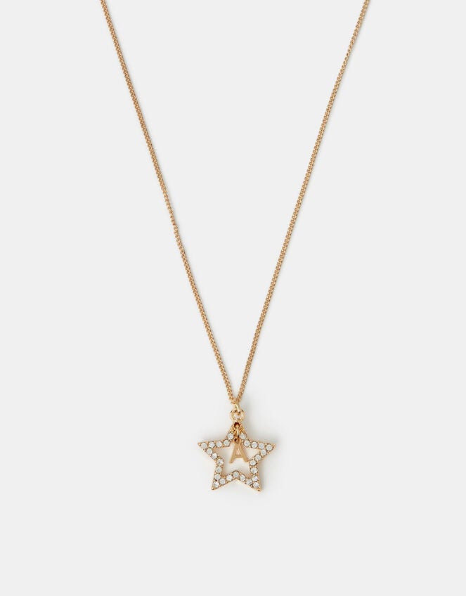 Girls Initial Star Pendant Necklace, Gold (GOLD), large