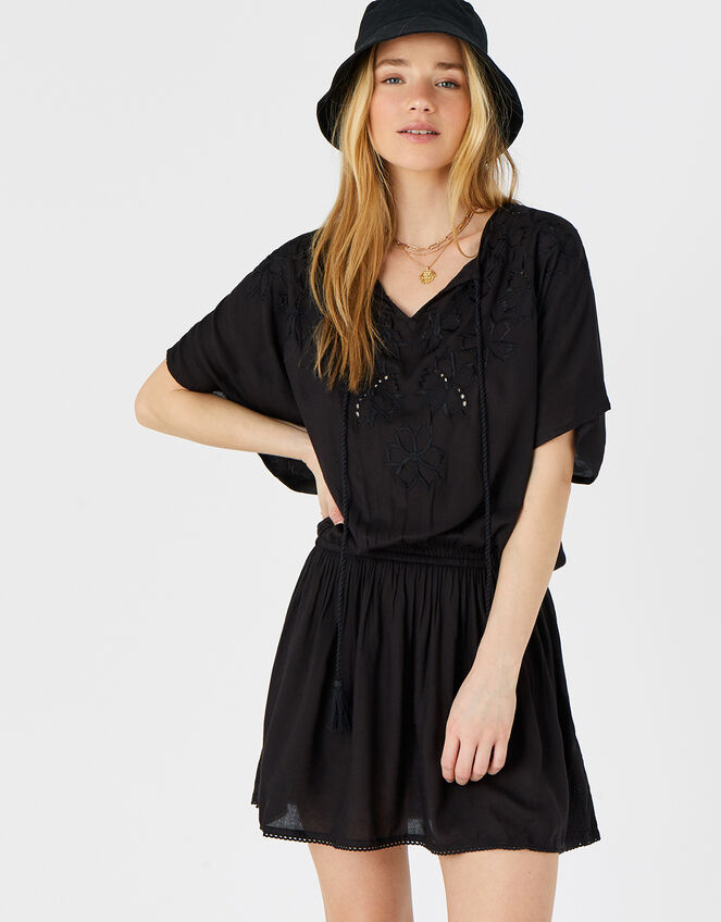 Kerina Cutwork Embroidered Kaftan, Black (BLACK), large