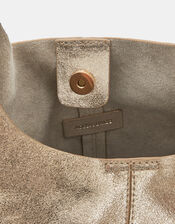 Slouchy Knot Leather Shoulder Bag, Gold (GOLD), large