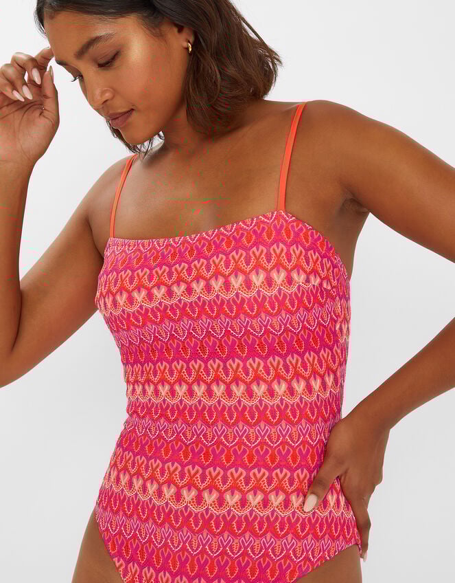 Crochet Bandeau Swimsuit, Multi (BRIGHTS MULTI), large