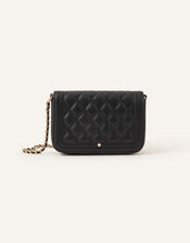 Quilted Chain Cross-Body Bag, Black (BLACK), large
