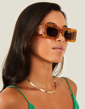 Chunky Mottled Rectangular Sunglasses, , large