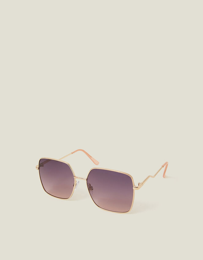 Oversized Metal Square Sunglasses, , large