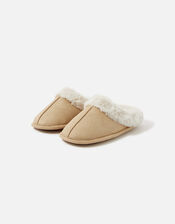 Suedette Mule Slippers, Tan (TAN), large
