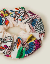 Embroidered Tropical Scrunchie, , large
