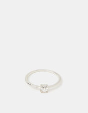 Sterling Silver Princess Cut Ring, Silver (ST SILVER), large
