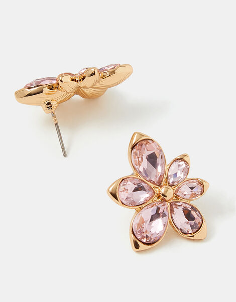 Gemstone Flower Stud Earrings, , large