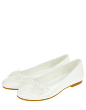 Patent Butterfly Embellished Ballet Flats, Natural (IVORY), large