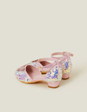 Girls Sequin Butterfly Mini Heels, Pink (PINK), large