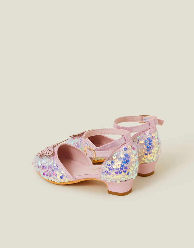 Girls Sequin Butterfly Mini Heels, Pink (PINK), large