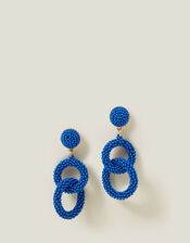 Beaded Drop Hoop Earrings, , large