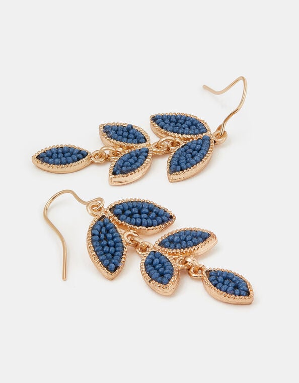 Beaded Leaf Drop Earrings, , large