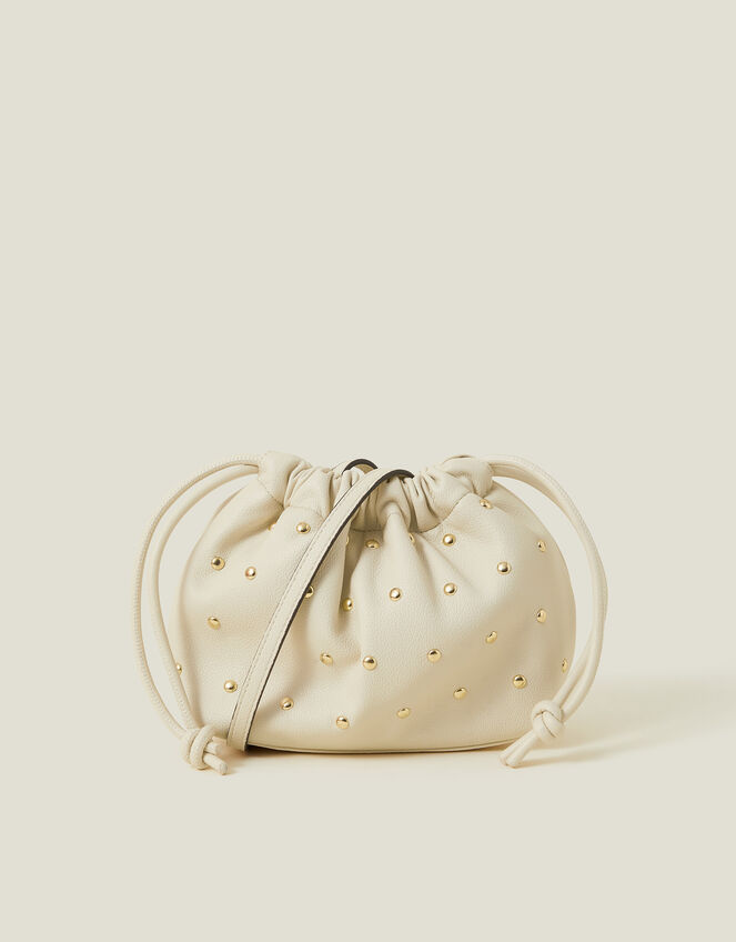 Studded Drawstring Pouch Bag, , large