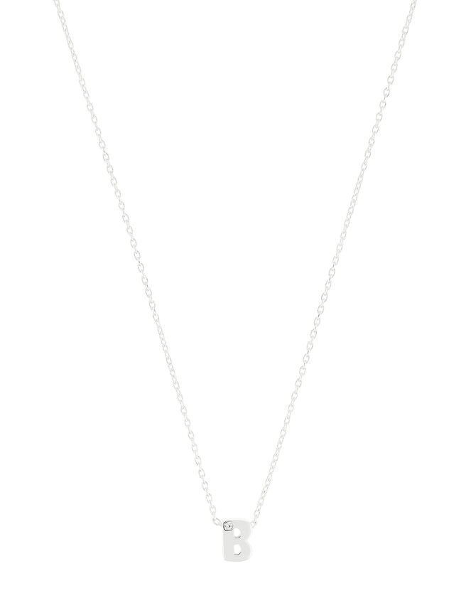 Sterling Silver Sparkle Initial Necklace - B, , large