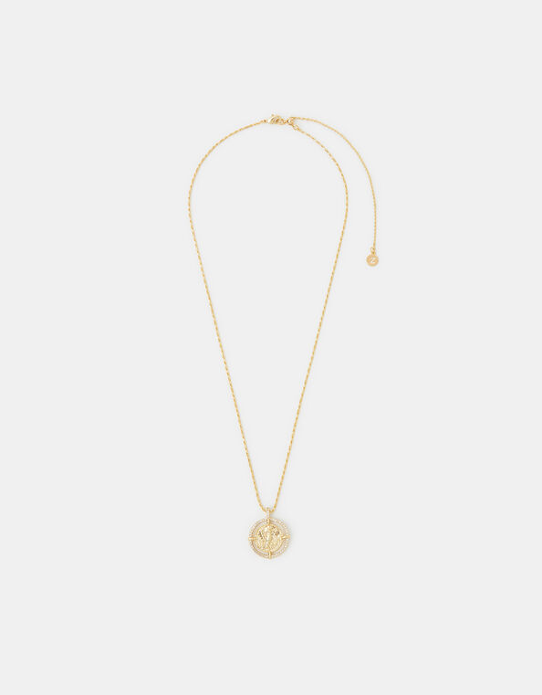 14ct Gold-Plated Diamant&eacute; Coin Necklace, , large