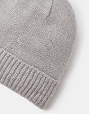 Plain Beanie Hat, Grey (LIGHT GREY), large