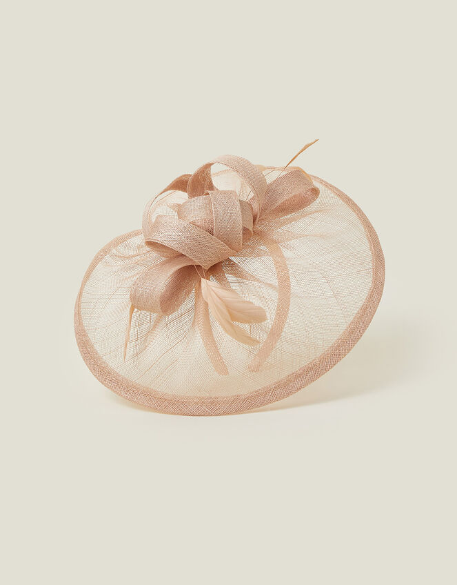 Bow Disc Fascinator, Pink (PALE PINK), large