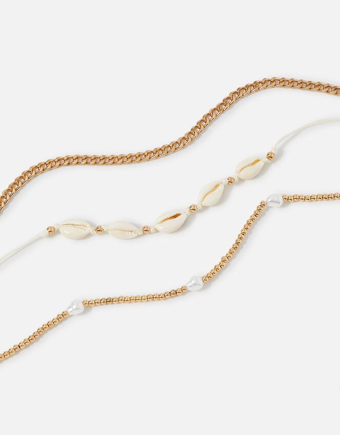 Shell Anklet Set of Three | Anklets | Accessorize UK