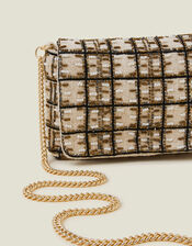 Woven Embellished Clutch Bag Cream, , large