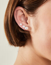 8-Pack Faux Pearl Stud Earrings, , large