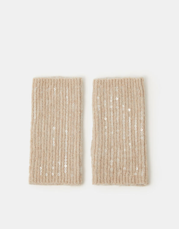 Sequin Knitted Wrist Warmers, , large