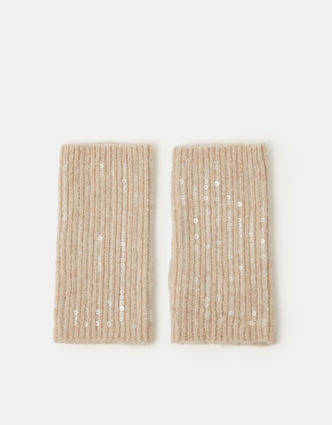 Sequin Knitted Wrist Warmers, , large
