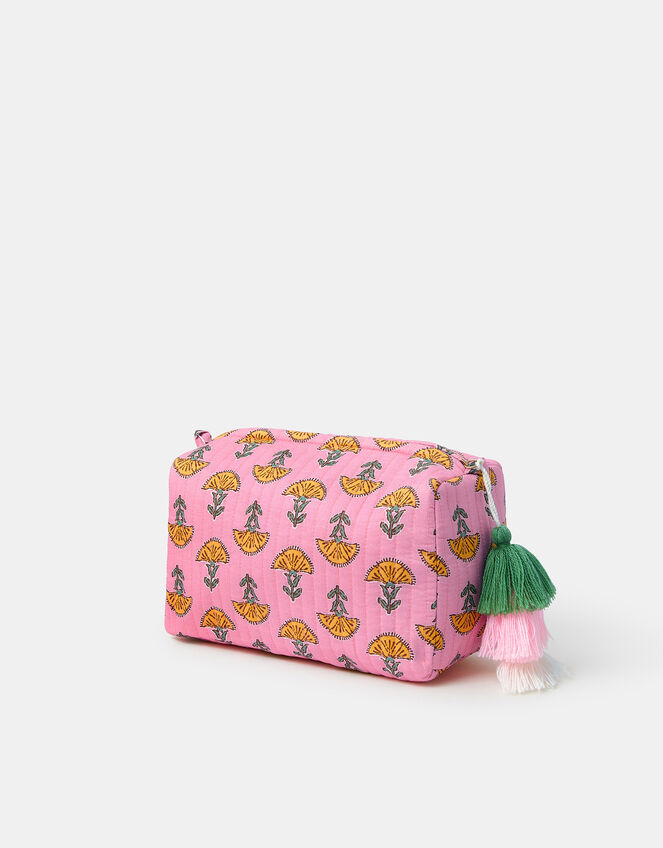 Floral Block Print Wash Bag, , large