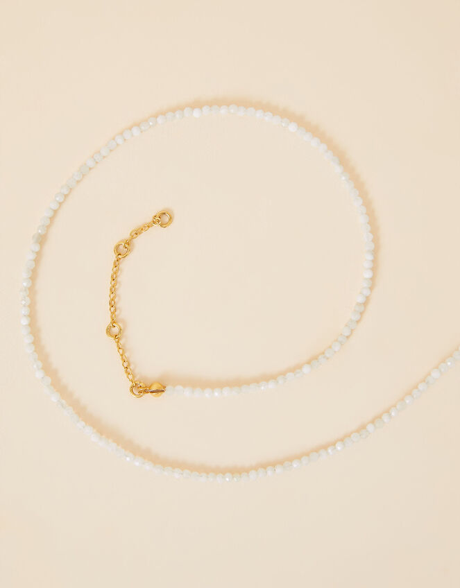 14ct Gold Plated Rainbow Moonstone Beaded Necklace, , large