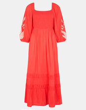 Pineapple Applique Smocked Maxi Dress, Orange (CORAL), large