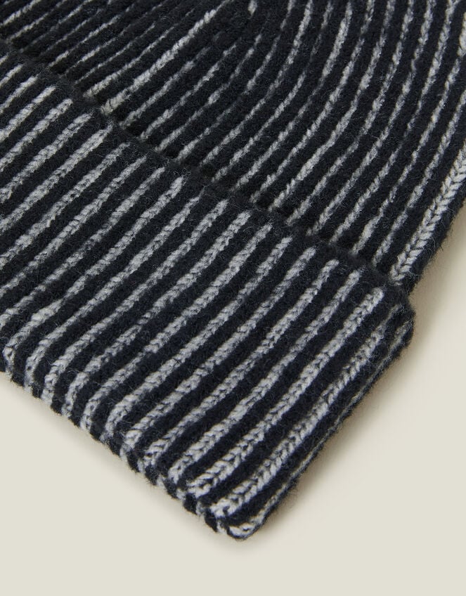 Chunky Rib Beanie Hat, Black (BLACK), large