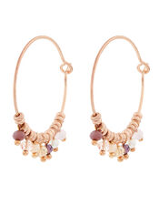 Rose Gold-Plated Beaded Hoop Earrings, , large
