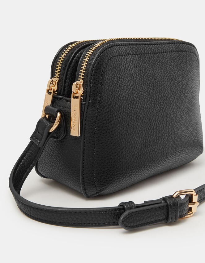 Double Zip Crossbody Bag, Black (BLACK), large