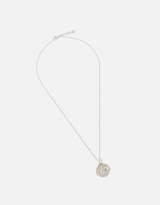 Sterling Silver Disc Pendant Necklace, , large