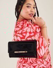 Patent Clutch Bag, Black (BLACK), large