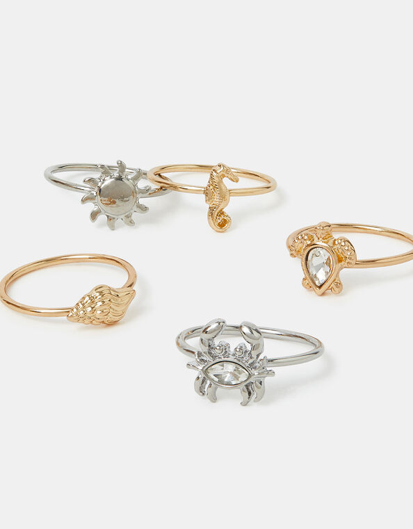5-Pack Sea Friends Rings, Gold (GOLD), large