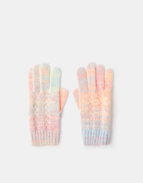 Girls Ombré Knit Gloves, Multi (PASTEL MULTI), large