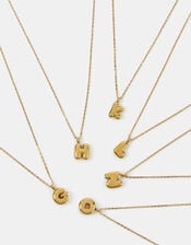 Stainless Steel Bubble Initial Pendant Necklace, Gold (GOLD), large