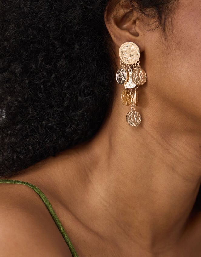 Statement Coin Drop Earrings, , large