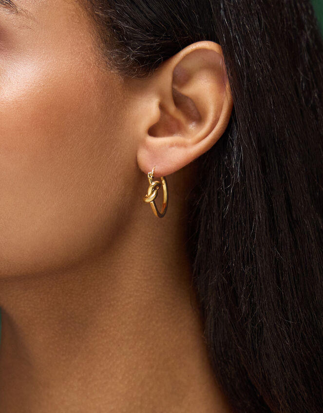 Stainless Steel Knot Hoop Earrings, , large