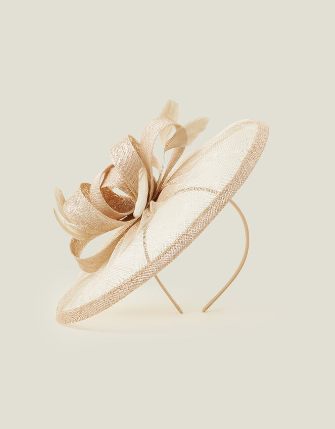 Penelope Sin Bow Fascinator, Natural (CHAMPAGNE), large