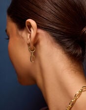 14ct Gold-Plated Knot Link Drop Hoop Earrings, , large