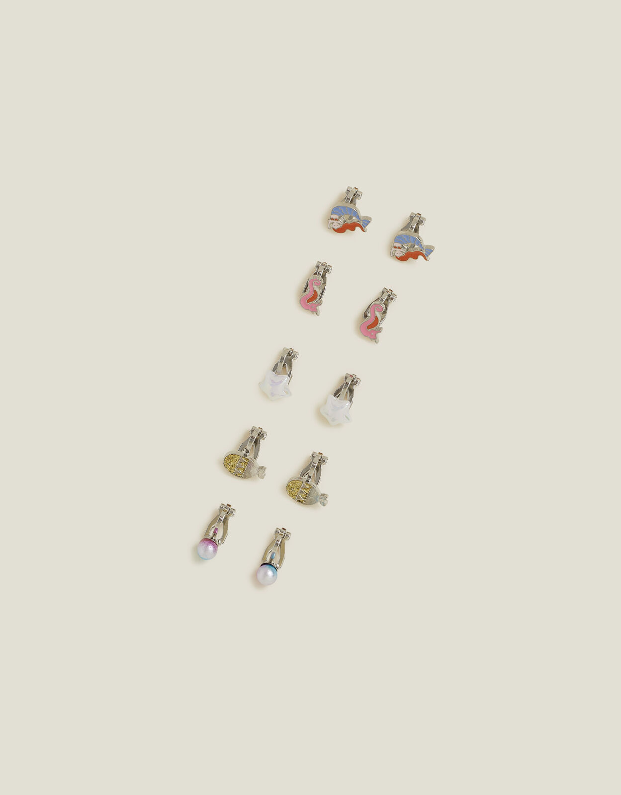 5 Pack Girls Mermaid Clip On Earrings