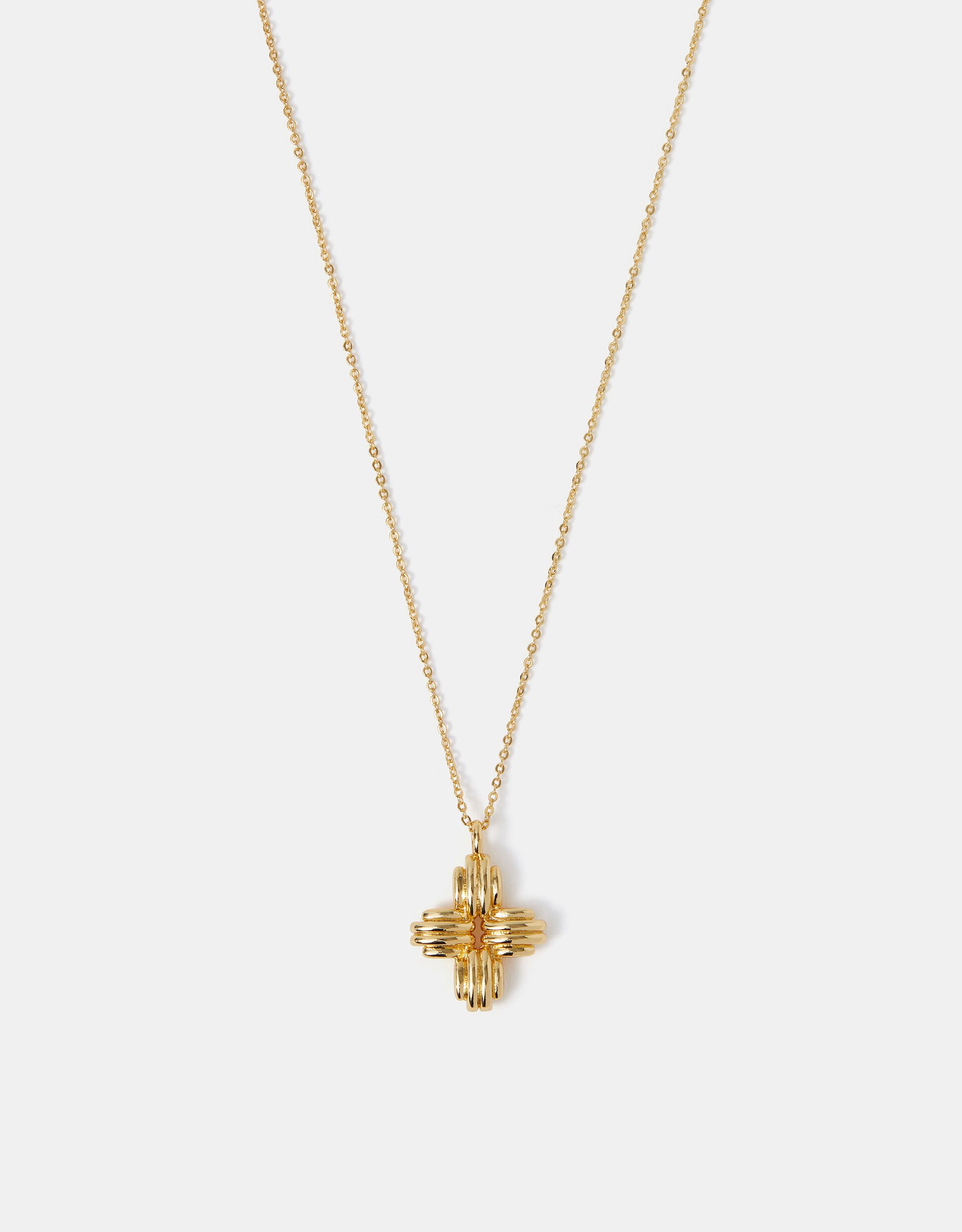 accessorize 14ct Gold-Plated Ridge Cross Pendant Necklace