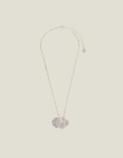 Textured Coin Pendants Necklace Silver, , large