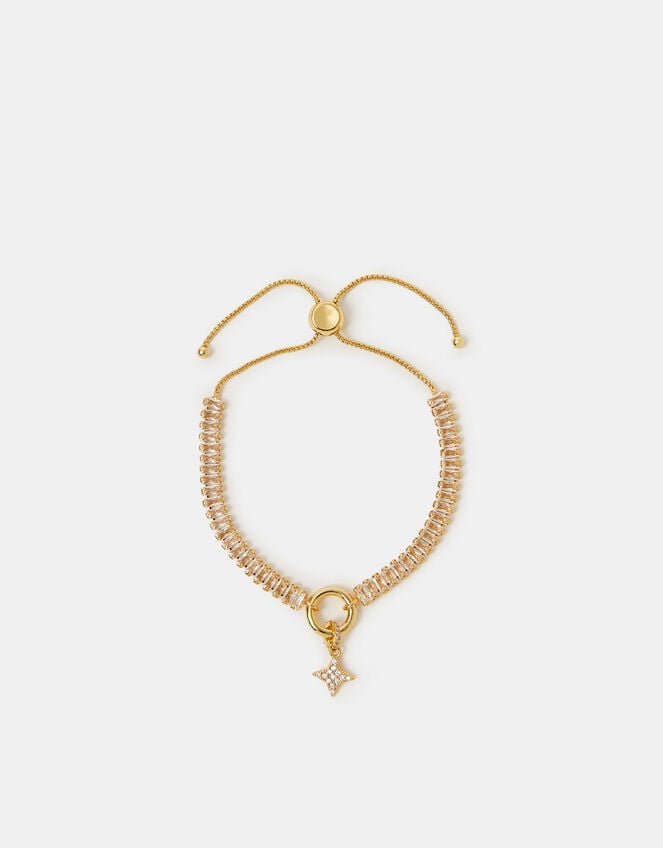 14ct Gold-Plated Baguette Toggle Charm Bracelet, , large