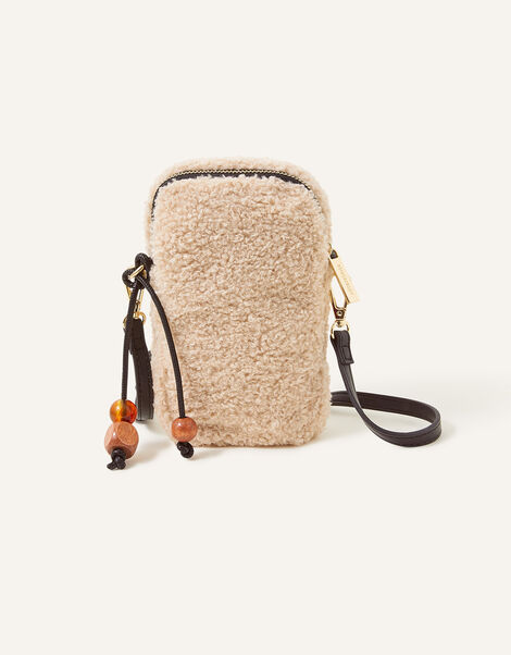Faux Shearling Phone Bag, , large