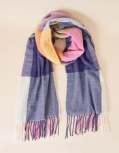 Colourblock Square Check Blanket Scarf, , large