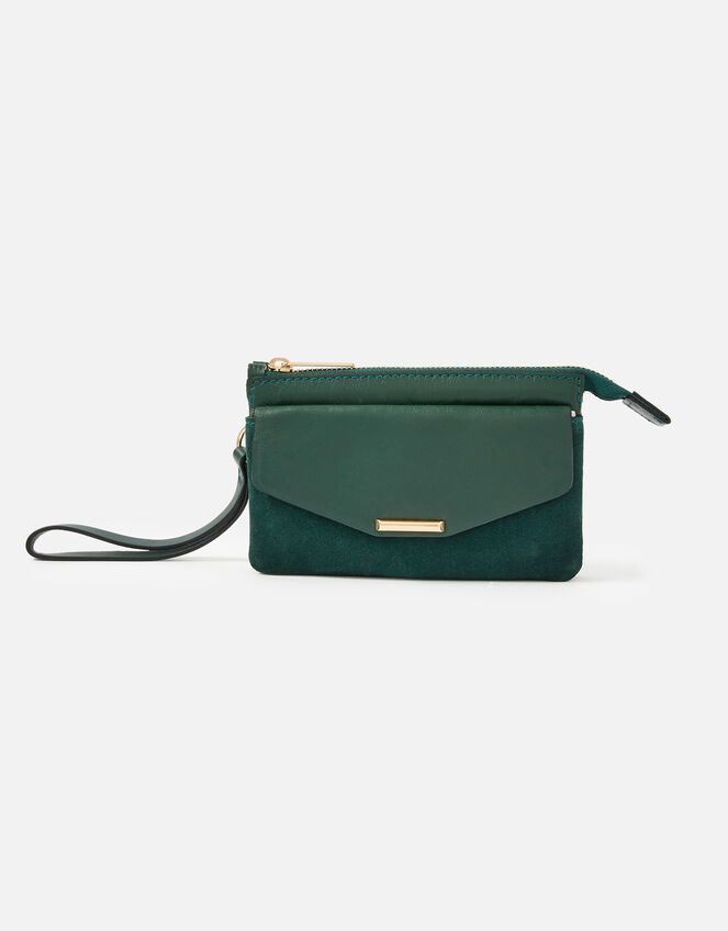 Wristlet Leather Wallet, Green (GREEN), large