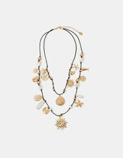 Sea Charm Layered Cord Necklace Gold, , large