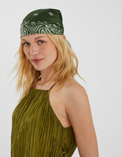 Square Satin Paisley Bandana Scarf, , large